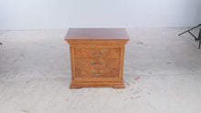 Load and play video in Gallery viewer, Thomasville Burl Wood Three-Drawer Nightstand
