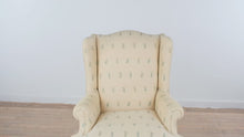 Load and play video in Gallery viewer, Custom Upholstered Chippendale Wingback Chair with Asian Motif Fabric
