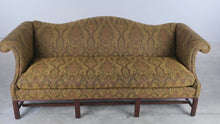 Load and play video in Gallery viewer, Traditional Paisley Chippendale Style Mahogany Camelback Sofa
