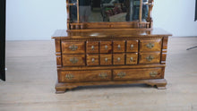 Load and play video in Gallery viewer, Bennington Pine 12-Drawer Dresser &amp; Mirror – Rustic Solid Wood w/ Brass Hardware
