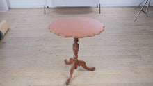 Load and play video in Gallery viewer, Vintage Scalloped Tilt Top Side Table with Turned Pedestal Base
