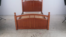 Load and play video in Gallery viewer, Stanley Furniture Full Size Cherry Wood Sleigh Bed with Spindle Detail
