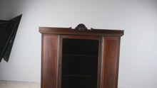 Load and play video in Gallery viewer, Depression Era Jacobean Revival Glass Door Display Cabinet
