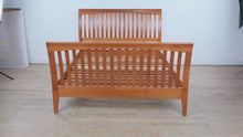 Load and play video in Gallery viewer, Solid Wood Slatted Queen Size Sleigh Bed Frame
