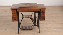 Load and play video in Gallery viewer, Singer Sewing Machine with Oak Desk - Circa 1910
