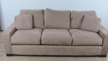 Load and play video in Gallery viewer, Havertys 90 Inch Khaki Fabric SofaTrend Modern Sofa
