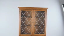 Load and play video in Gallery viewer, Ethan Allen Early American Secretary Desk Bookcase with Metal Fretwork Glass Doors
