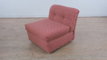 Load and play video in Gallery viewer, Slipper Chair Red Upholstered Armless Accent Chair Geometric Pattern
