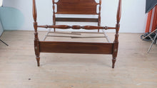 Load and play video in Gallery viewer, Mahogany Four Poster Bed Queen Size Traditional Turned Post Bed Frame
