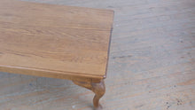 Load and play video in Gallery viewer, Oak Queen Anne Style Coffee Table, 54 Inch Rectangular Cocktail Table
