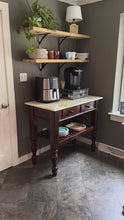 Load and play video in Gallery viewer, Rustic Marble Top Console Table with Turned Legs and Two Drawers 42 Inch
