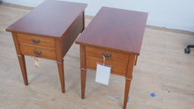 Load and play video in Gallery viewer, Pair of Genuine Mahogany Two-Drawer End Tables – Classic Traditional Design
