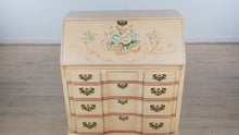 Load and play video in Gallery viewer, Hand-Decorated Jasper Writing Desk with Crackle Finish
