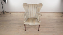 Load and play video in Gallery viewer, Vintage Striped Wingback Chair
