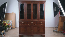 Load and play video in Gallery viewer, Henkel Harris Wild Black Cherry Breakfront China Cabinet Dated 1994
