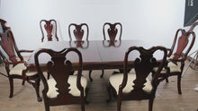 Load and play video in Gallery viewer, Ashley Millennium Mahogany Double Pedestal Dining Table Set with 7 Chairs and Leaf
