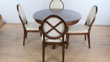 Load and play video in Gallery viewer, Bassett Round Dining Table Set with Upholstered Chairs

