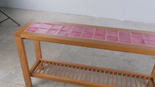 Load and play video in Gallery viewer, Charles Webb Oak Tile Top Console Table with Slatted Shelf
