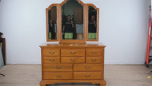 Load and play video in Gallery viewer, Sumter Furniture Solid Oak Dresser with Mirror 10 Drawer Traditional
