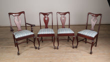 Load and play video in Gallery viewer, Set of 4 Vintage Mahogany Dining Chairs with New Upholstery
