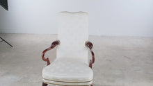 Load and play video in Gallery viewer, Traditional Mahogany Queen Anne Accent Armchair with Shell Pattern Upholstery

