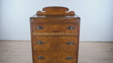Load and play video in Gallery viewer, Art Deco Burlwood Chest of Drawers with Sculpted Crest
