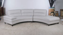 Load and play video in Gallery viewer, Modern Ivory Leather Curved Sectional Sofa with Chaise Lounge
