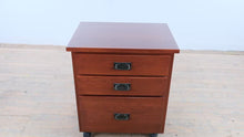 Load and play video in Gallery viewer, Amish Made Solid Cherry Rolling File Cabinet with Three Drawers
