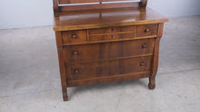 Load and play video in Gallery viewer, Antique K. Nicholson Furniture Co. Walnut Dresser with Tilting Mirror
