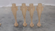 Load and play video in Gallery viewer, Set of 4 Thick Acanthus Carved Table Legs with Ball and Claw Feet
