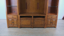 Load and play video in Gallery viewer, Large Amish Solid Wood Entertainment Center with Display Cabinets and Media Storage
