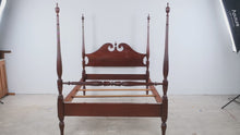 Load and play video in Gallery viewer, Full Size Mahogany Four Poster Bed with Carved Fluted Posts
