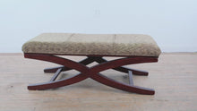 Load and play video in Gallery viewer, Modern Upholstered Bench with Curved Wood X-Base
