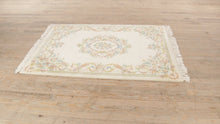 Load and play video in Gallery viewer, Cream Rug with Floral Medallion - 4 x 6
