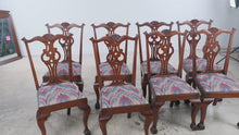 Load and play video in Gallery viewer, Set of 8 Mahogany Chippendale Dining Chairs with Ball and Claw Feet
