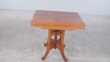 Load and play video in Gallery viewer, Antique Victorian Eastlake Carved Wood Tea Table
