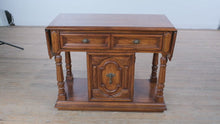 Load and play video in Gallery viewer, Thomasville Segovia Collection Solid Oak Drop-Leaf Server – Spanish Mediterranean Style
