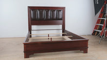 Load and play video in Gallery viewer, Merlot Queen Size Bed with Upholstered Leather Headboard
