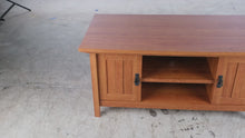 Load and play video in Gallery viewer, Craftsman Mission Style Media Console with Paneled Cabinet Doors
