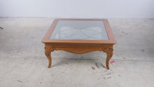 Load and play video in Gallery viewer, Thomasville Solid Oak Leaded Glass Coffee Table

