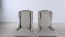 Load and play video in Gallery viewer, Pair of Traditional Striped Wingback Accent Chairs - Online Only
