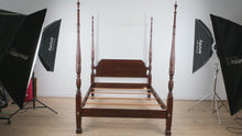 Load and play video in Gallery viewer, Ethan Allen Queen Rice‑Carved Poster Bed - Georgian Court
