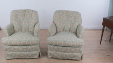 Load and play video in Gallery viewer, Pair of Custom Upholstered Swivel Rocker Lounge Chairs by Spicer's Upholstery
