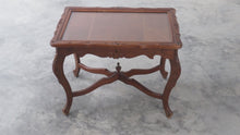 Load and play video in Gallery viewer, Carved Side Table with Removeable Glass Framed Top
