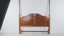 Load and play video in Gallery viewer, Traditional Thomasville King Size Burl Wood Poster Headboard
