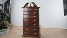 Load and play video in Gallery viewer, American Drew Chippendale-Style Cherry Highboy Dresser

