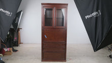 Load and play video in Gallery viewer, Ballard Designs Secretary Desk Display Cabinet with Glass Doors
