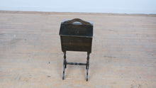 Load and play video in Gallery viewer, Antique Wooden Sewing Storage Cabinet Stand with Lift Lid and Interior Compartments
