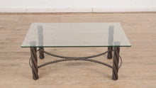 Load and play video in Gallery viewer, Pewter Coffee Table with Rubbed Gold
