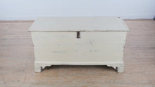 Load and play video in Gallery viewer, Vintage Distressed Cream Painted Wooden Storage or Blanket Trunk Chest
